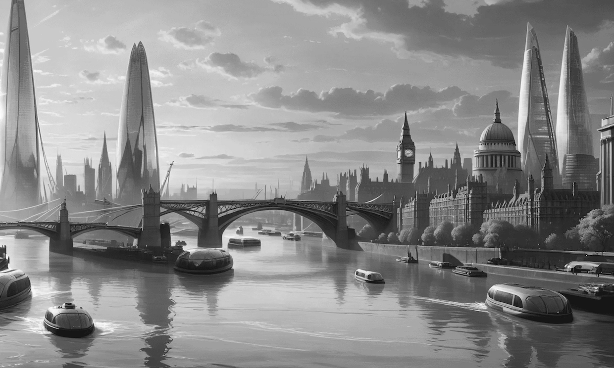 Futuristic London cityscape background