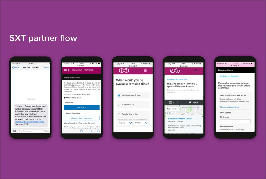 SXT partner flow on mobile device
