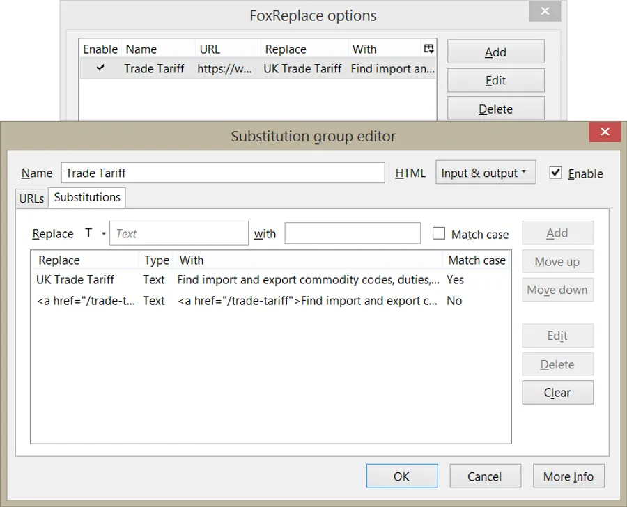 FoxReplace substitutions